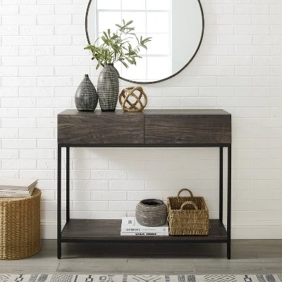 Jacobsen Console Table Brown/Charcoal - Crosley 11 Jacobsen Console Table Brown/Charcoal - Crosley - Image 9