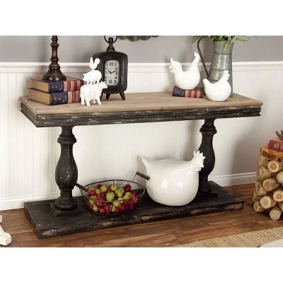 Olivia & May Vintage Wood Console Table Black - Olivia & May 3 Olivia & May Vintage Wood Console Table Black - Olivia & May