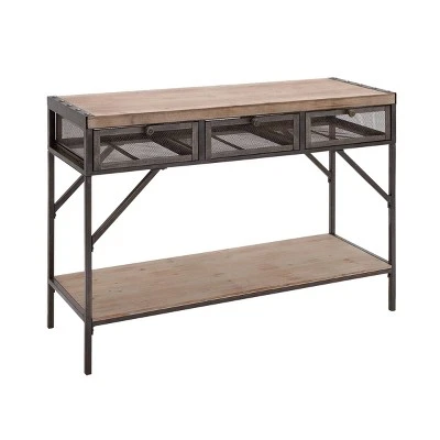 Olivia & May Industrial Console Table with Screen Drawers Brown - Olivia & May 7 Olivia & May Industrial Console Table with Screen Drawers Brown - Olivia & May - Image 5