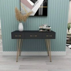 Olivia & May Modern 3 Drawer Console Table Black - Olivia & May -Console Tables Sales unnamed file 4057