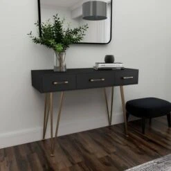 Olivia & May Modern 3 Drawer Console Table Black - Olivia & May -Console Tables Sales unnamed file 4058