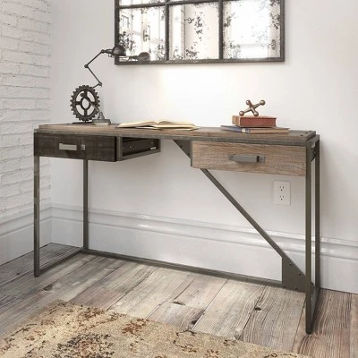 Refinery Console Table with Drawers Rustic Gray/Charred Wood - Bush Furniture 3 Refinery Console Table with Drawers Rustic Gray/Charred Wood - Bush Furniture