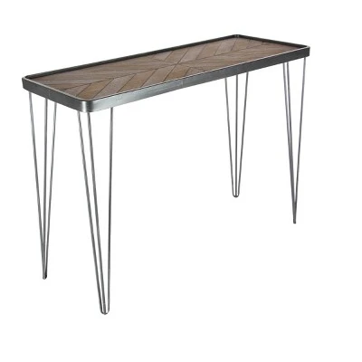 Olivia & May Modern Wood and Iron Chevron Console Table Brown - Olivia & May 3 Olivia & May Modern Wood and Iron Chevron Console Table Brown - Olivia & May