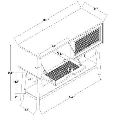 Hearth & Hand W/Magnolia Furniture Wood & Cane Console Table with Pull-Down Drawers - Hearth & Hand™ with Magnolia Black 10 Hearth & Hand W/Magnolia Furniture Wood & Cane Console Table with Pull-Down Drawers - Hearth & Hand™ with Magnolia Black - Image 8
