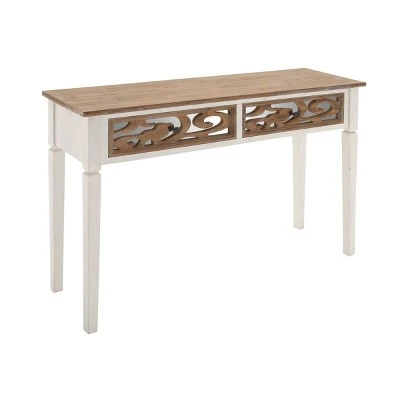 Olivia & May Rustic Console Table White - Olivia & May 4 Olivia & May Rustic Console Table White - Olivia & May - Image 2