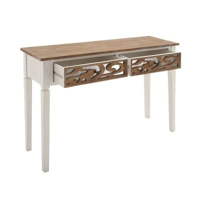 Olivia & May Rustic Console Table White - Olivia & May 5 Olivia & May Rustic Console Table White - Olivia & May - Image 3
