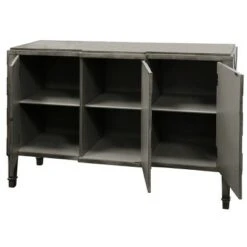 3 Door Chevron Console Table Modern Gray - Stylecraft