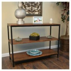 Carolina Cottage Finley Console/TV Stand - Chestnut/Black - Carolina Chair and Table