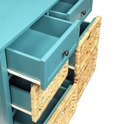 Flavius Console Table with 6 Drawers Blue - Benzara 4 Flavius Console Table with 6 Drawers Blue - Benzara - Image 2