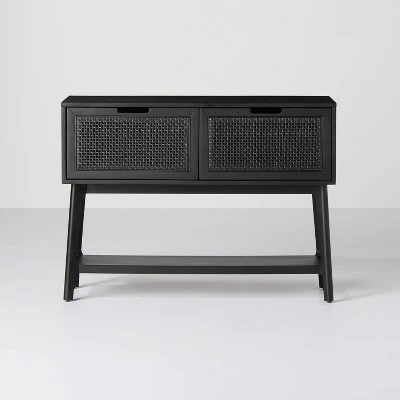 Hearth & Hand W/Magnolia Furniture Wood & Cane Console Table with Pull-Down Drawers - Hearth & Hand™ with Magnolia Black 11 Hearth & Hand W/Magnolia Furniture Wood & Cane Console Table with Pull-Down Drawers - Hearth & Hand™ with Magnolia Black - Image 9