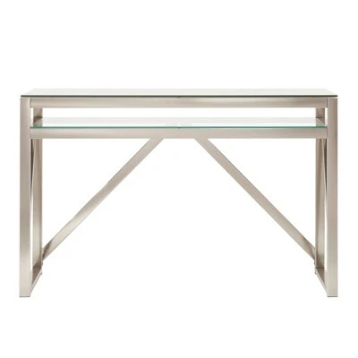 Severin Glass Top Brushed Nickel Sofa and Table Silver - Inspire Q 4 Severin Glass Top Brushed Nickel Sofa and Table Silver - Inspire Q - Image 2