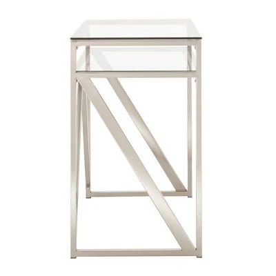 Severin Glass Top Brushed Nickel Sofa and Table Silver - Inspire Q 5 Severin Glass Top Brushed Nickel Sofa and Table Silver - Inspire Q - Image 3