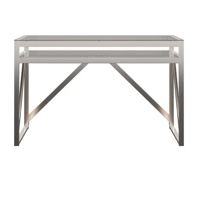 Severin Glass Top Brushed Nickel Sofa and Table Silver - Inspire Q 9 Severin Glass Top Brushed Nickel Sofa and Table Silver - Inspire Q - Image 7
