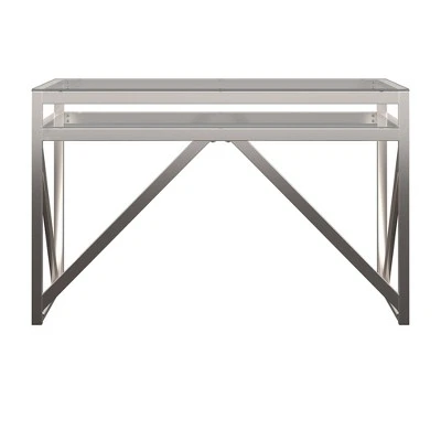 Severin Glass Top Brushed Nickel Sofa and Table Silver - Inspire Q 11 Severin Glass Top Brushed Nickel Sofa and Table Silver - Inspire Q - Image 9