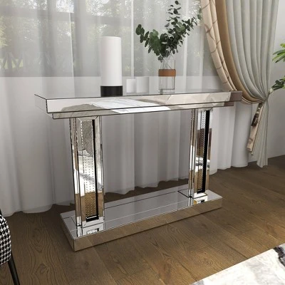 Olivia & May Glam Wood Console Table Silver - Olivia & May 5 Olivia & May Glam Wood Console Table Silver - Olivia & May - Image 3