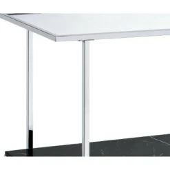 Console Table with Mirror Top and Faux Marble Open Bottom Shelf Silver/Black - Benzara -Console Tables Sales unnamed file 4287