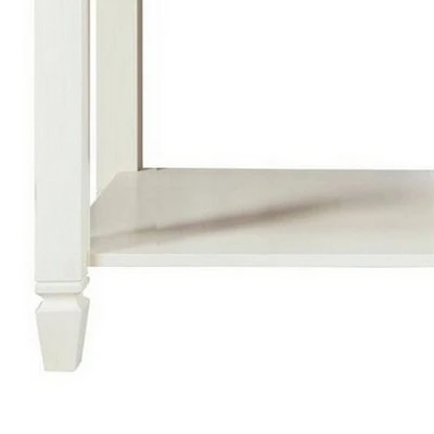 Sofa Table with 2 Drawer and Tapered Feet White - Benzara 5 Sofa Table with 2 Drawer and Tapered Feet White - Benzara - Image 3