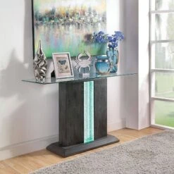 Danziger Pedestal Base Sofa Table with LED Light Gray - miBasics -Console Tables Sales unnamed file 4311