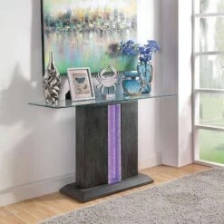 Danziger Pedestal Base Sofa Table with LED Light Gray - miBasics -Console Tables Sales unnamed file 4314