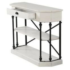 Clipped Corner Console Table with 2 Shelves and Center Drawer White - Stylecraft -Console Tables Sales unnamed file 4346