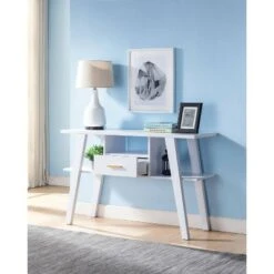 Ossy 4 Shelf Console Table with 1 Drawer White - miBasics 14 Ossy 4 Shelf Console Table with 1 Drawer White - miBasics -Console Tables Sales unnamed file 4384