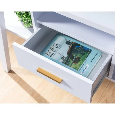 Ossy 4 Shelf Console Table with 1 Drawer White - miBasics 8 Ossy 4 Shelf Console Table with 1 Drawer White - miBasics - Image 6