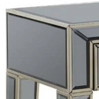 Mirrored Console Table with 2 Drawers and Acrylic Knobs Gray - Benzara 3 Mirrored Console Table with 2 Drawers and Acrylic Knobs Gray - Benzara