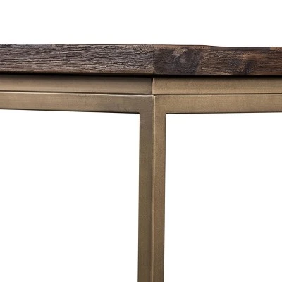Faye Console Table with Shelf Rustic Brown/Antiqued Brass - Armen Living 4 Faye Console Table with Shelf Rustic Brown/Antiqued Brass - Armen Living - Image 2