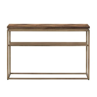 Faye Console Table with Shelf Rustic Brown/Antiqued Brass - Armen Living 7 Faye Console Table with Shelf Rustic Brown/Antiqued Brass - Armen Living - Image 5