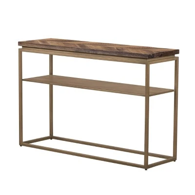 Faye Console Table with Shelf Rustic Brown/Antiqued Brass - Armen Living 8 Faye Console Table with Shelf Rustic Brown/Antiqued Brass - Armen Living - Image 6
