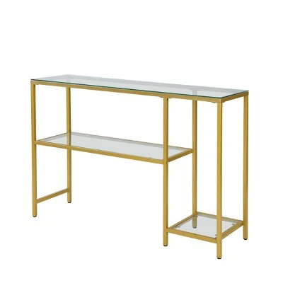 Carolina Chair & Table Rayna Console Table with Shelves Gold - Carolina Chair & Table 4 Carolina Chair & Table Rayna Console Table with Shelves Gold - Carolina Chair & Table - Image 2