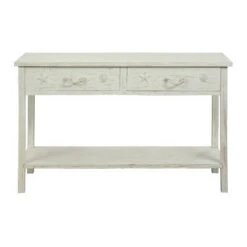 Highland Coast 2 Drawer Console Table White Rub - Treasure Trove Accents