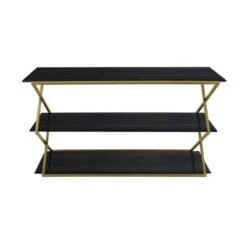 Westlake 3 Tier Console Table Dark Brown/Gold - Armen Living
