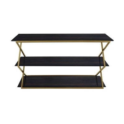 Westlake 3 Tier Console Table Dark Brown/Gold - Armen Living 3 Westlake 3 Tier Console Table Dark Brown/Gold - Armen Living
