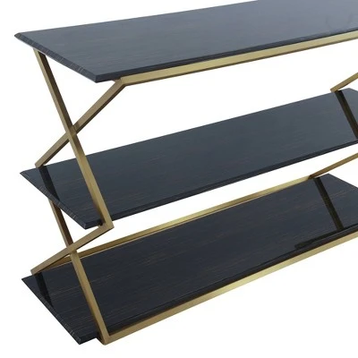 Westlake 3 Tier Console Table Dark Brown/Gold - Armen Living 4 Westlake 3 Tier Console Table Dark Brown/Gold - Armen Living - Image 2