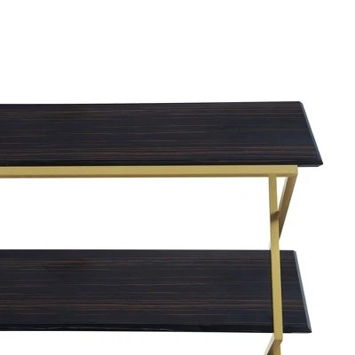 Westlake 3 Tier Console Table Dark Brown/Gold - Armen Living 5 Westlake 3 Tier Console Table Dark Brown/Gold - Armen Living - Image 3