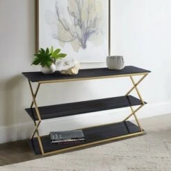 Westlake 3 Tier Console Table Dark Brown/Gold - Armen Living 11 Westlake 3 Tier Console Table Dark Brown/Gold - Armen Living -Console Tables Sales unnamed file 4525