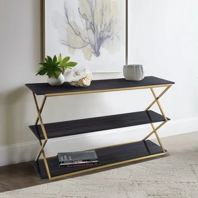 Westlake 3 Tier Console Table Dark Brown/Gold - Armen Living 7 Westlake 3 Tier Console Table Dark Brown/Gold - Armen Living - Image 5