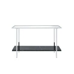 Angwin Console Table Mirrored Faux Marble/Chrome - Acme Furniture
