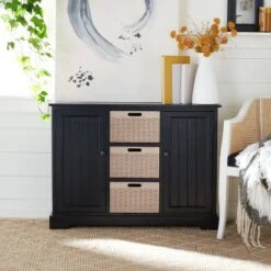 Landers 2 Drawers and 3 Baskets Console Table - Safavieh Sand