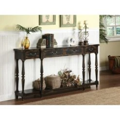 Blaydes 4 Drawer Console Table Black - Treasure Trove Accents