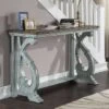 Crimber Trestle Sofa Table Oak/Antique Blue - miBasics -Console Tables Sales unnamed file 4612