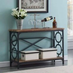 Kinwell Bristol Rustic Console Table with Storage Shelf -Console Tables Sales unnamed file 4618