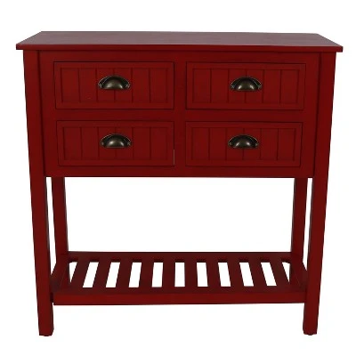 Decor Therapy Bailey Bead Board 4 Drawer Console Table - Décor Therapy Red 13 Decor Therapy Bailey Bead Board 4 Drawer Console Table - Décor Therapy Red - Image 11