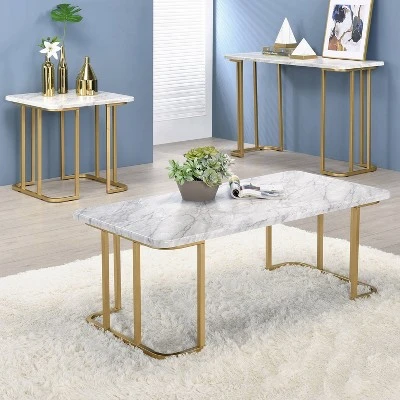 Trillick Faux Marble Top Sofa Table - miBasics Gold/black 6 Trillick Faux Marble Top Sofa Table - miBasics Gold/black - Image 4