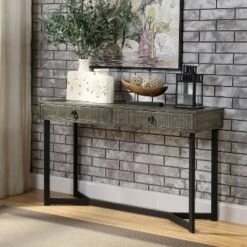 Craddock 2 Drawer Sofa Table Dark Oak - miBasics