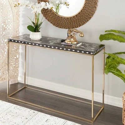 Olivia & May Eclectic Wood Console Table Gold - Olivia & May 3 Olivia & May Eclectic Wood Console Table Gold - Olivia & May