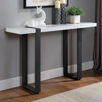 Druse Sofa Table with U-Shaped Legs White/Black - miBasics 3 Druse Sofa Table with U-Shaped Legs White/Black - miBasics