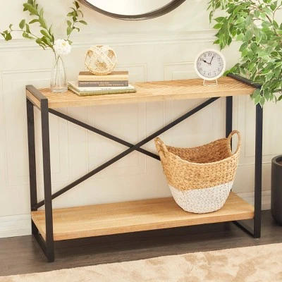 Olivia & May Industrial Wood Console Table Brown - Olivia & May 3 Olivia & May Industrial Wood Console Table Brown - Olivia & May