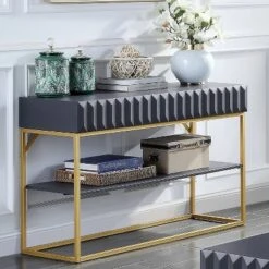 Cilker 2 Drawers Sofa Table - miBasics Antique Blue/gold -Console Tables Sales unnamed file 4837